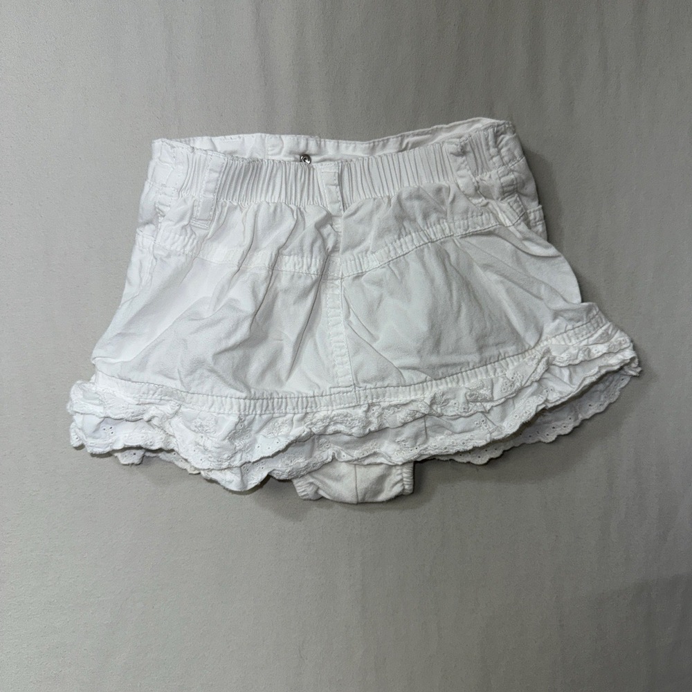 White Skirt Baby Girl 6-9 Month Ruffled Pull On Elastic Waist Cute Preppy Summer - Picture 2 of 6